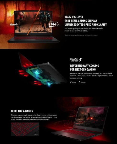 MSI gaming laptop banner for product page